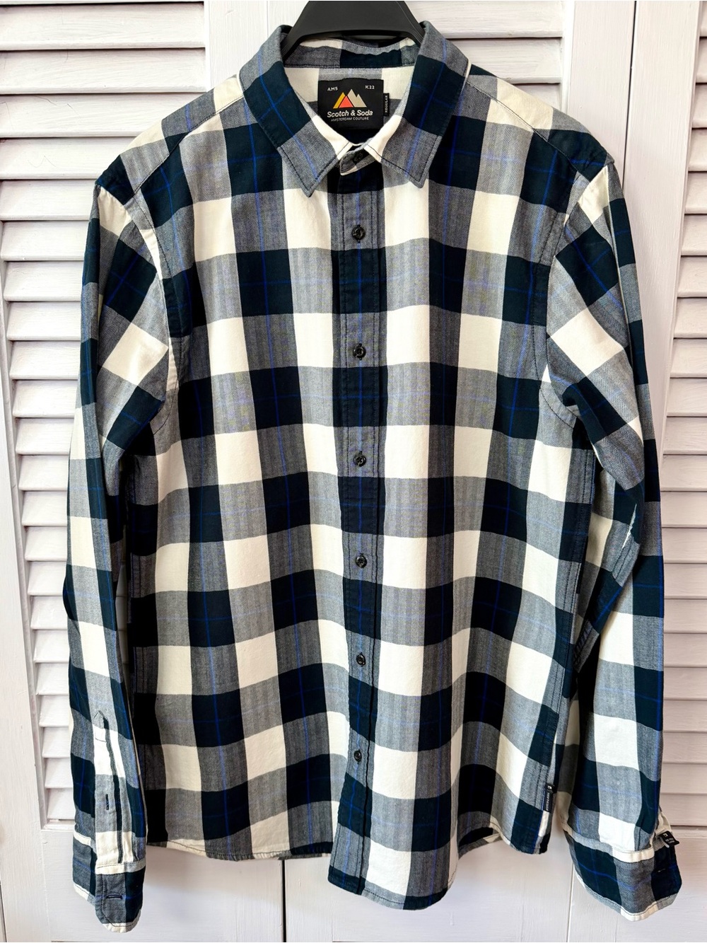 Scotch & Soda Amsterdam Couture Plaid Button Front Shirt Men’s L Blue/Gray Check